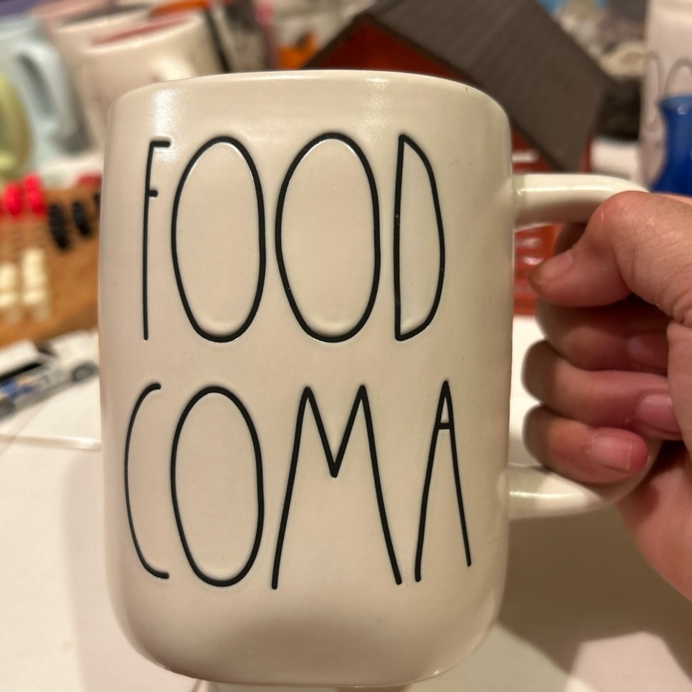 Rae Dunn White Ceramic Mug - Food Coma